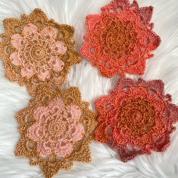 Handmade Crochet Floral Coasters - Picture 2 of 3